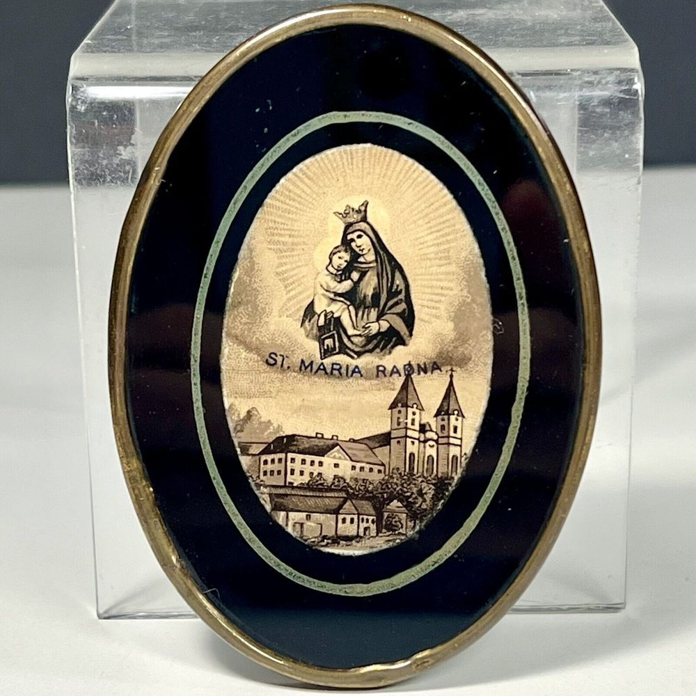 Vintage Oval Framed Religious Wall‎ Plaque St. Maria Radna Monastery Romania